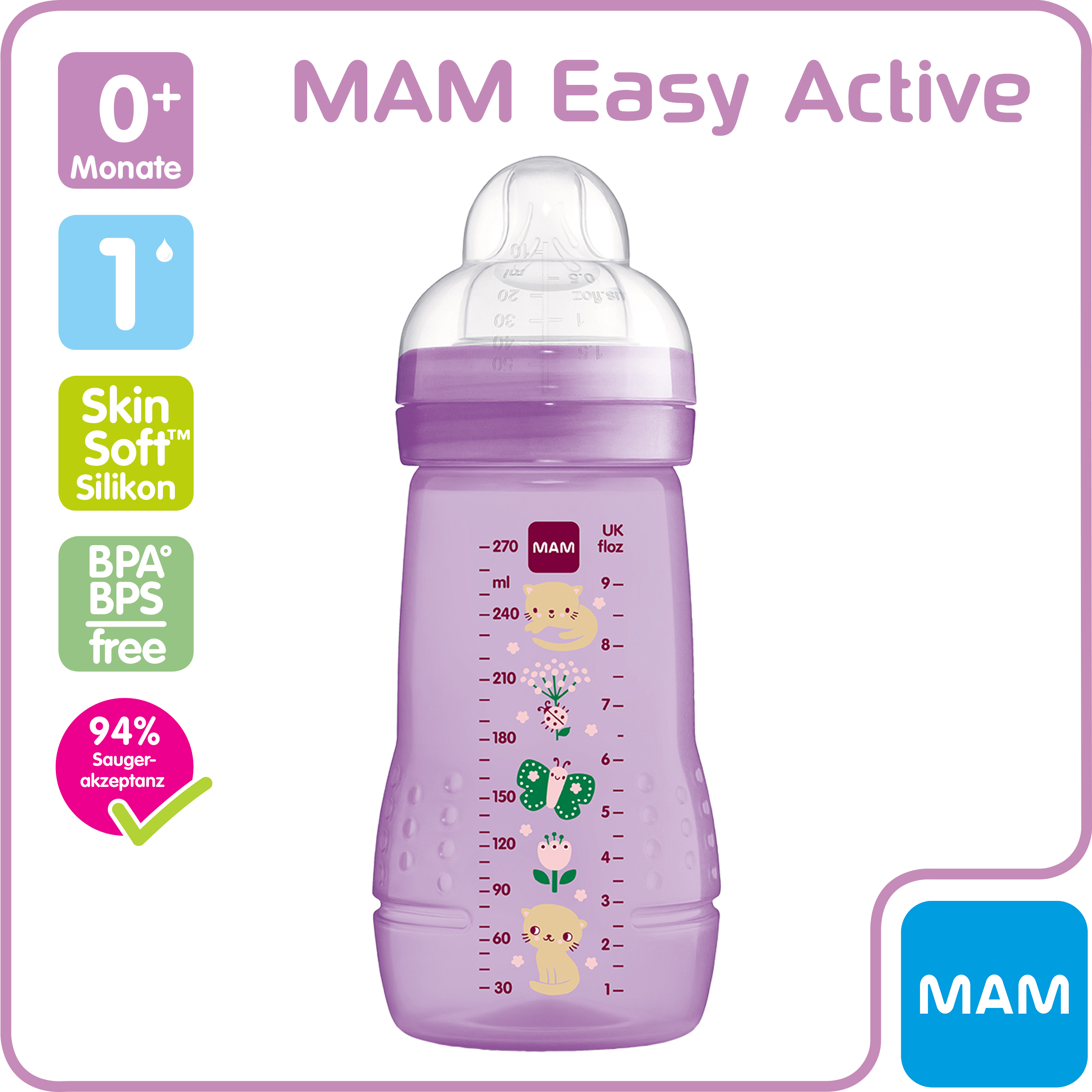 MAM Easy Active Baby Bottle 270 ml 0+