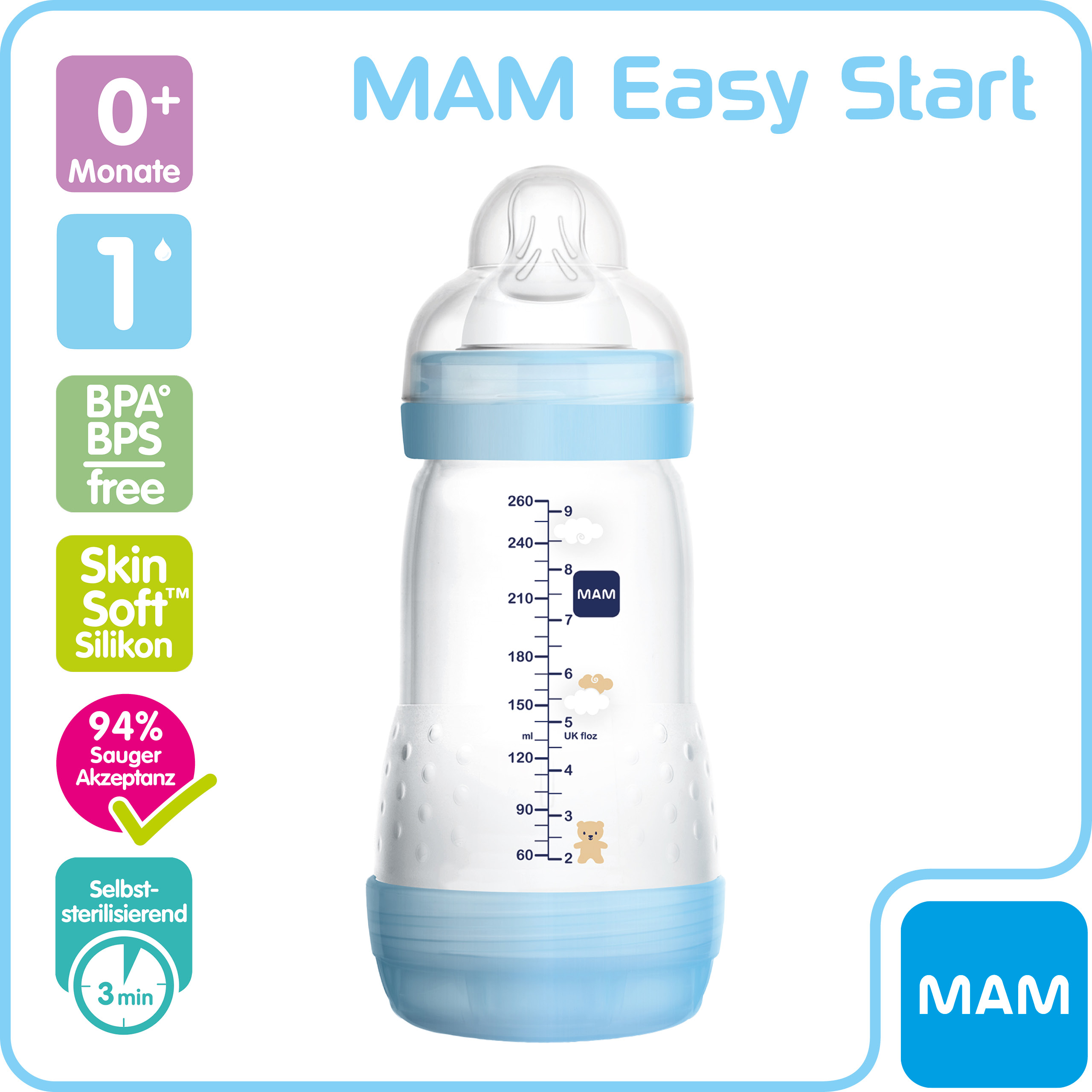 MAM Easy Start Anti-Colic Trinkflasche 260 ml  0+