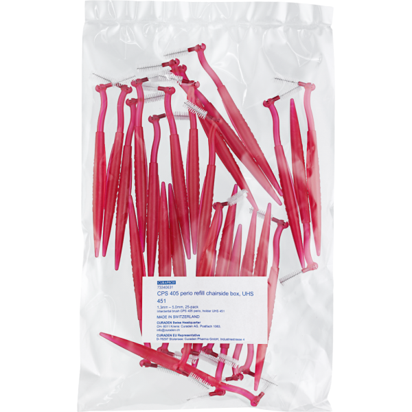 CURAPROX Perio Bürsten ROT Clinicpack 25 Stück CPS405 vormontiert auf UHS470 mini-click Halter