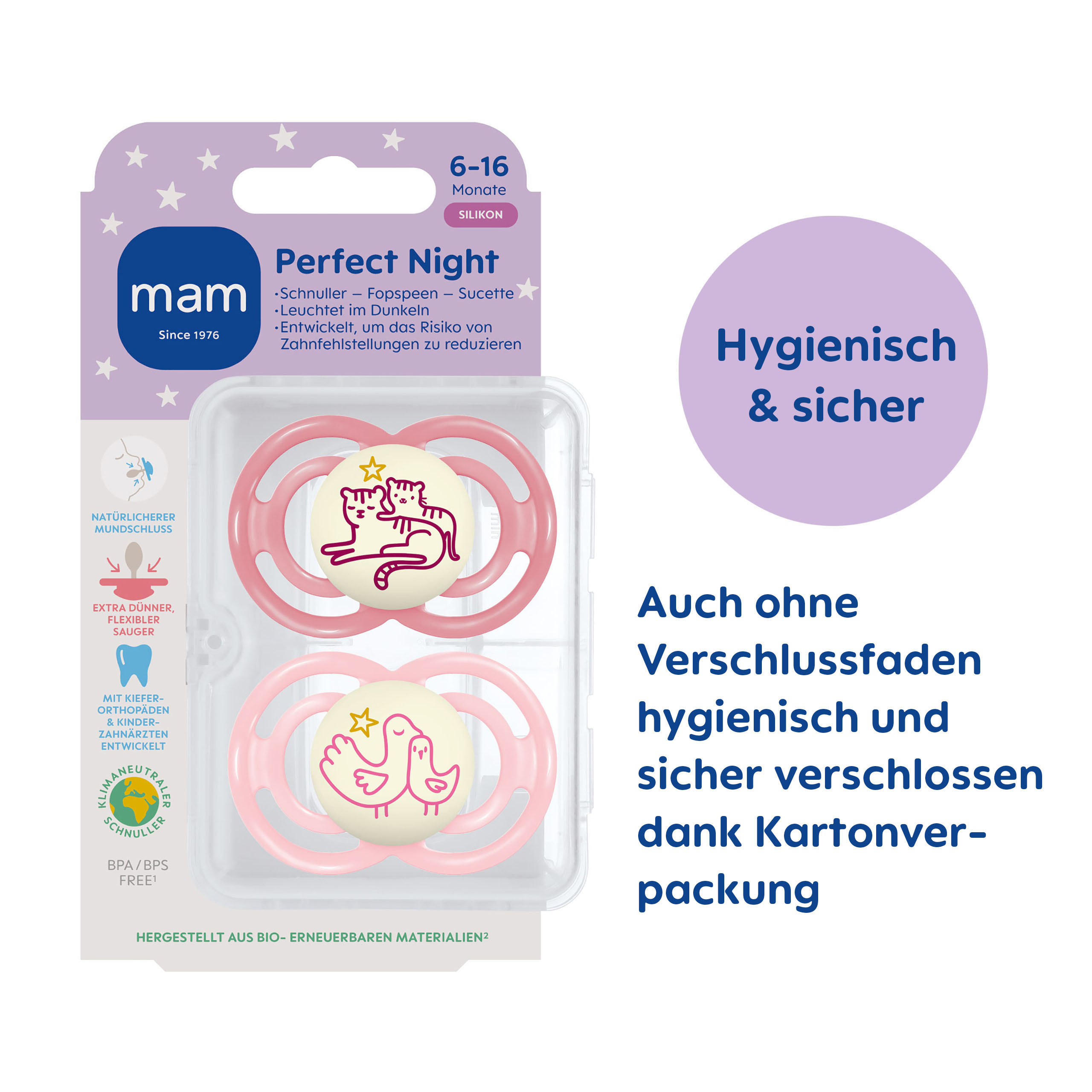MAM Perfect Night Babyschnuller 0-6 Monate Doppelpack
