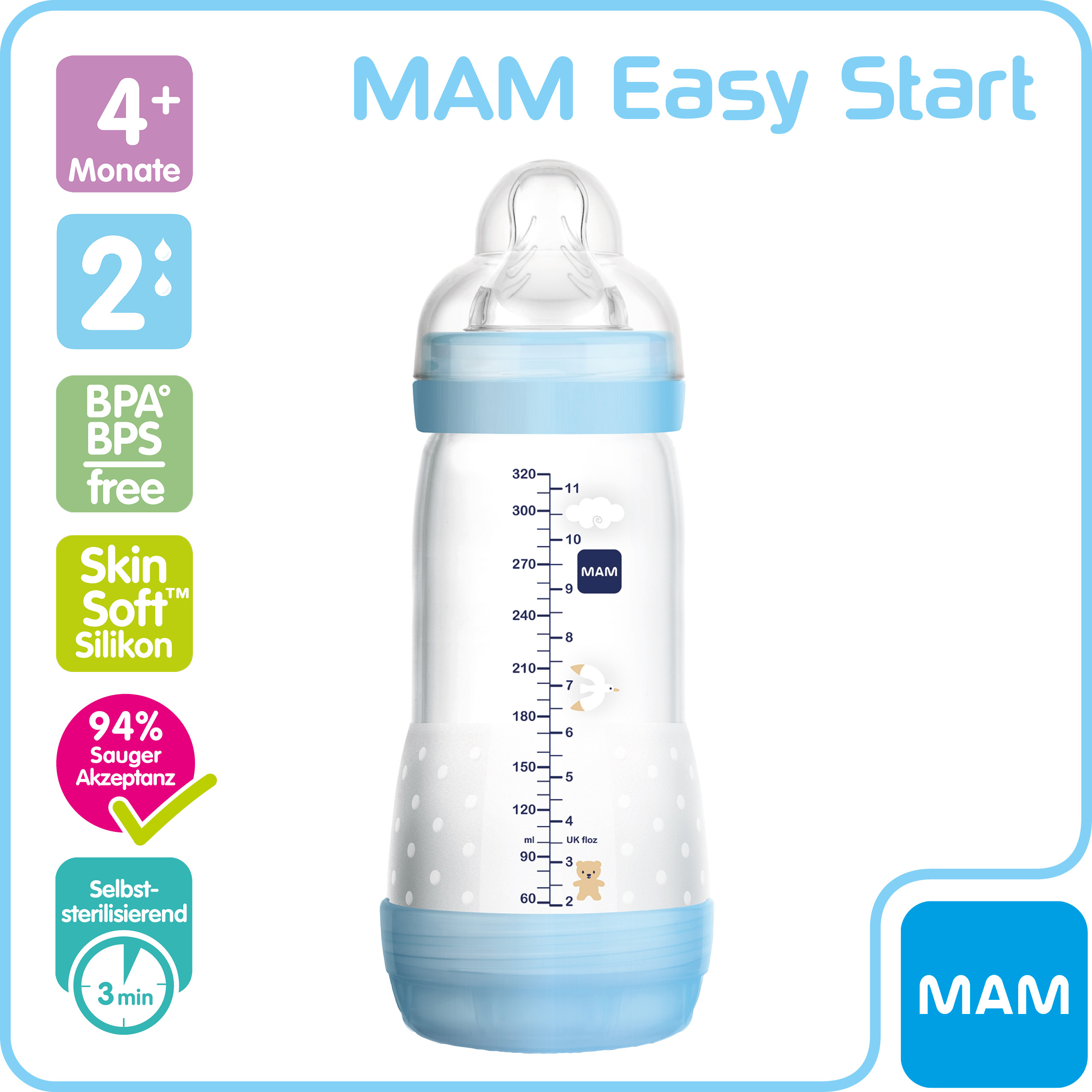 MAM Easy Start Anti-Colic Trinkflasche 320 ml 4+