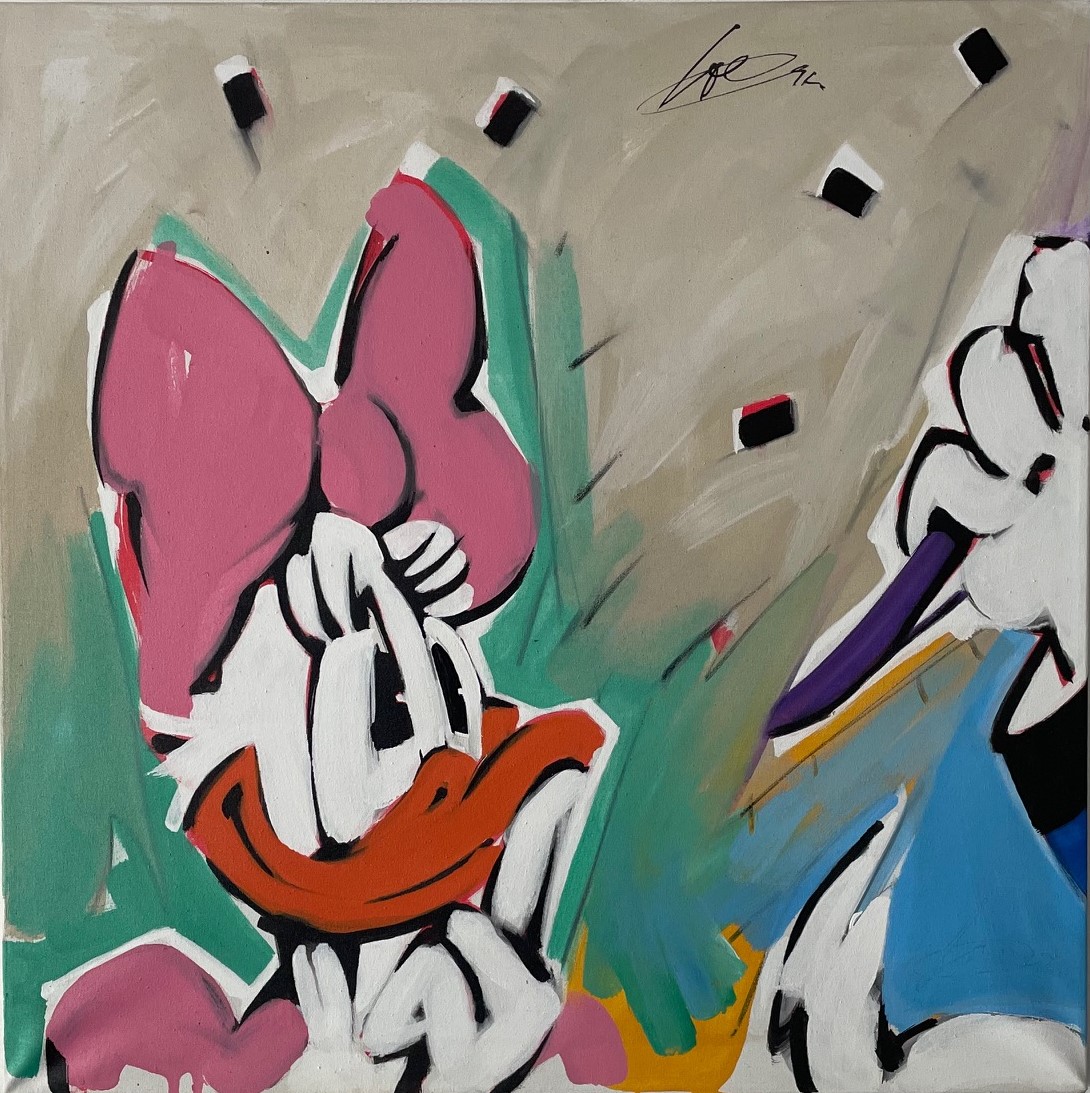 Gemälde Donald und Daisy Original von Wolfgang Loesche