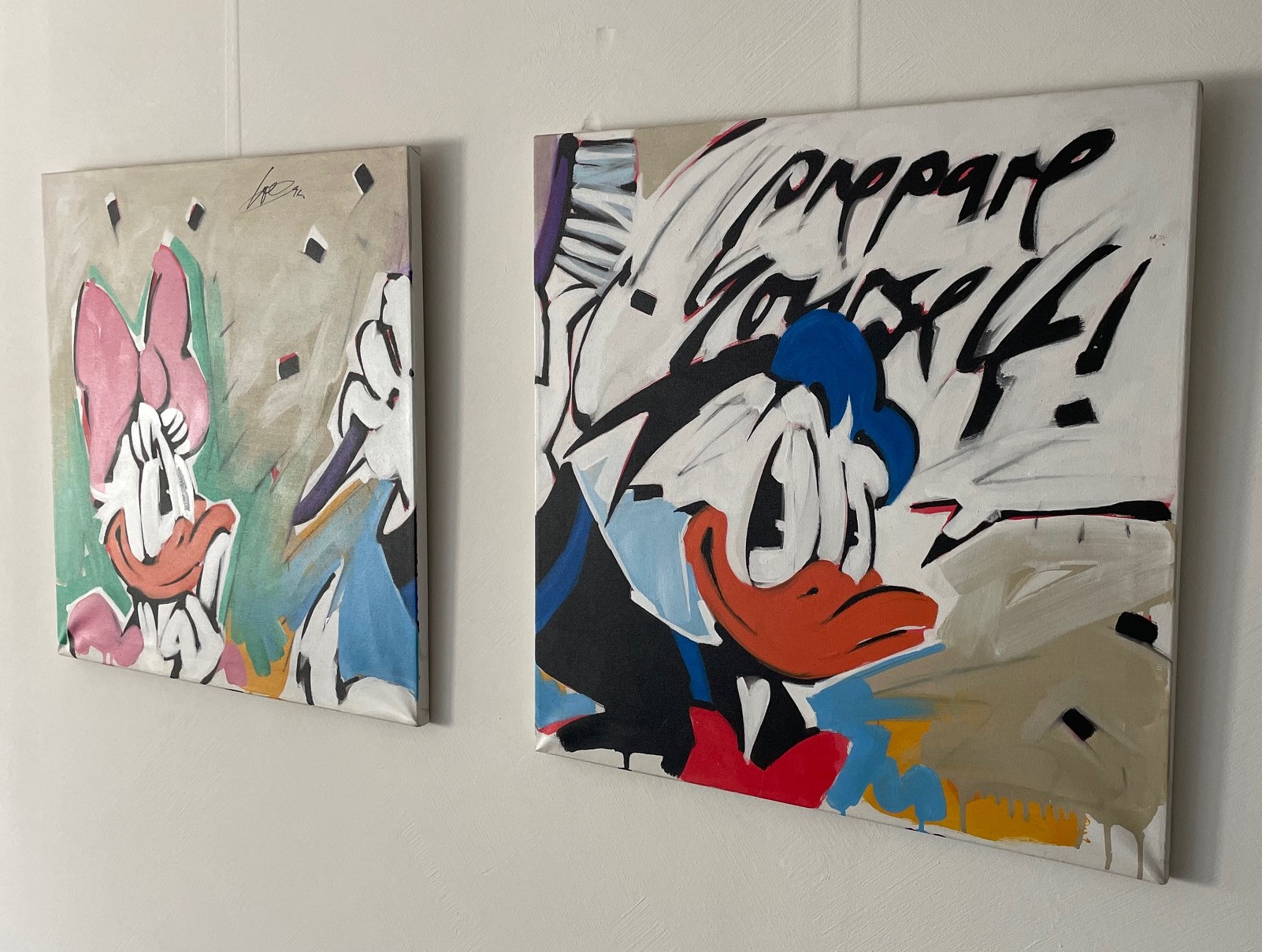 Gemälde Donald und Daisy Original von Wolfgang Loesche