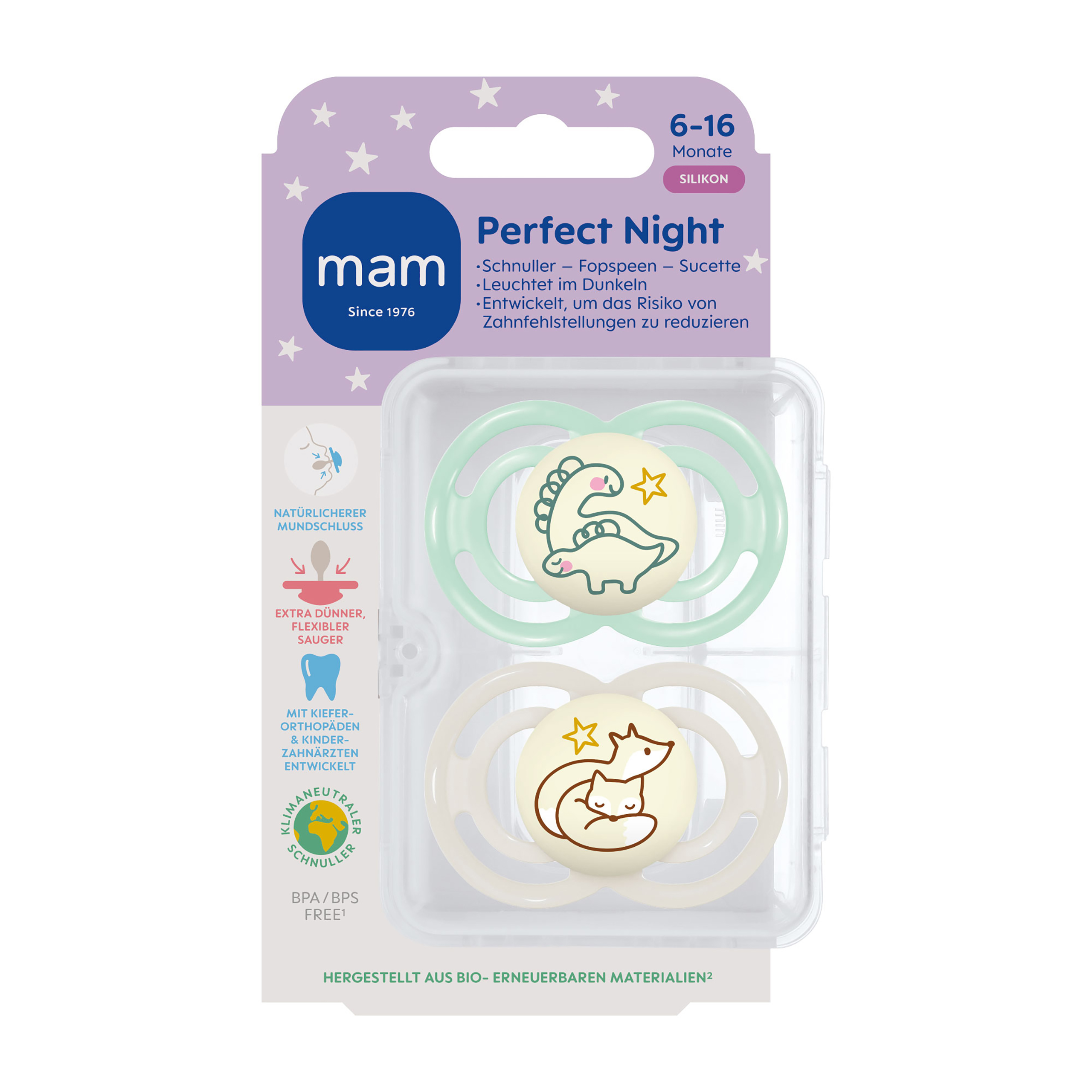MAM Perfect Night Babyschnuller 0-6 Monate Doppelpack