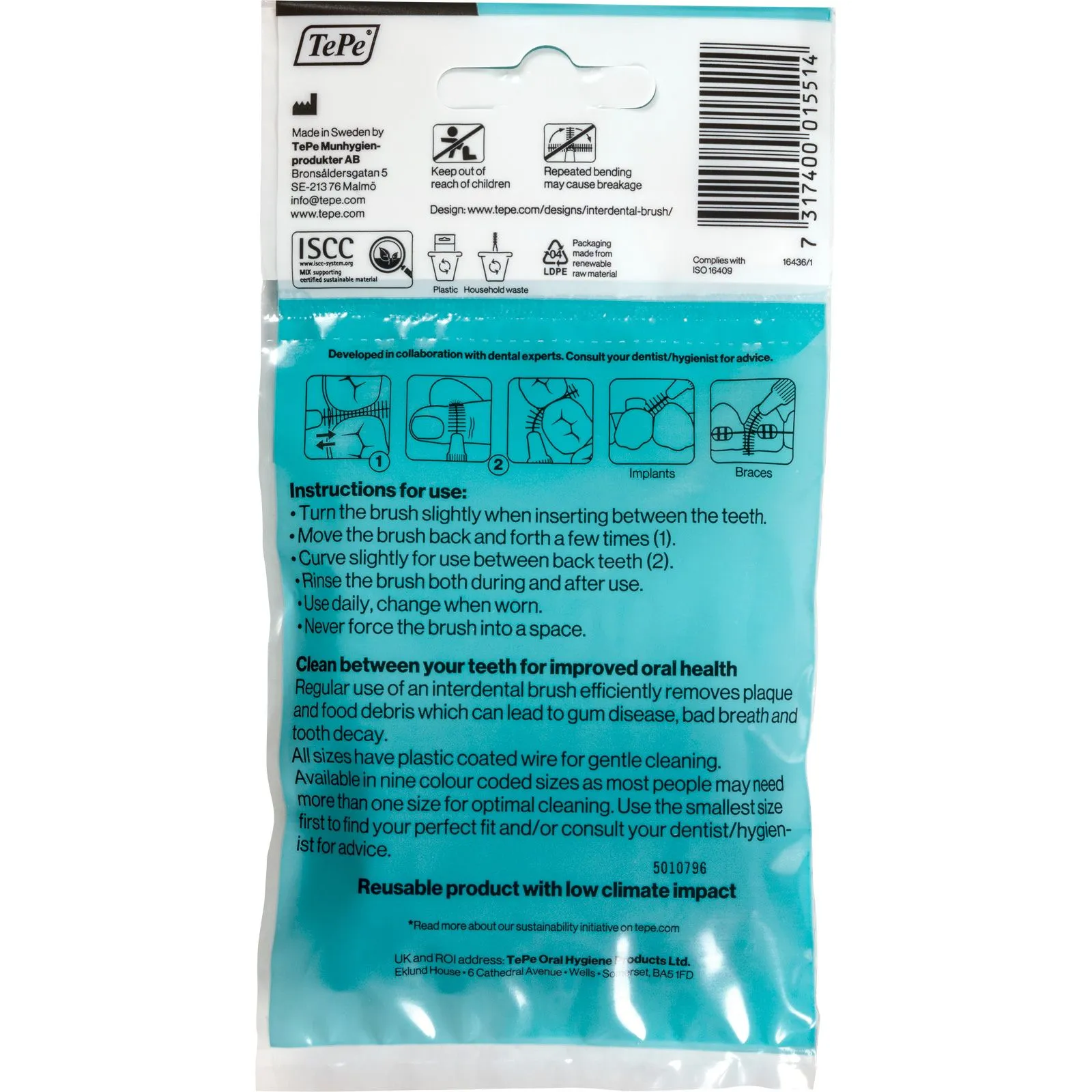 TePe Interdentalbürsten Original schwarz 1,5 mm, 8 Stück