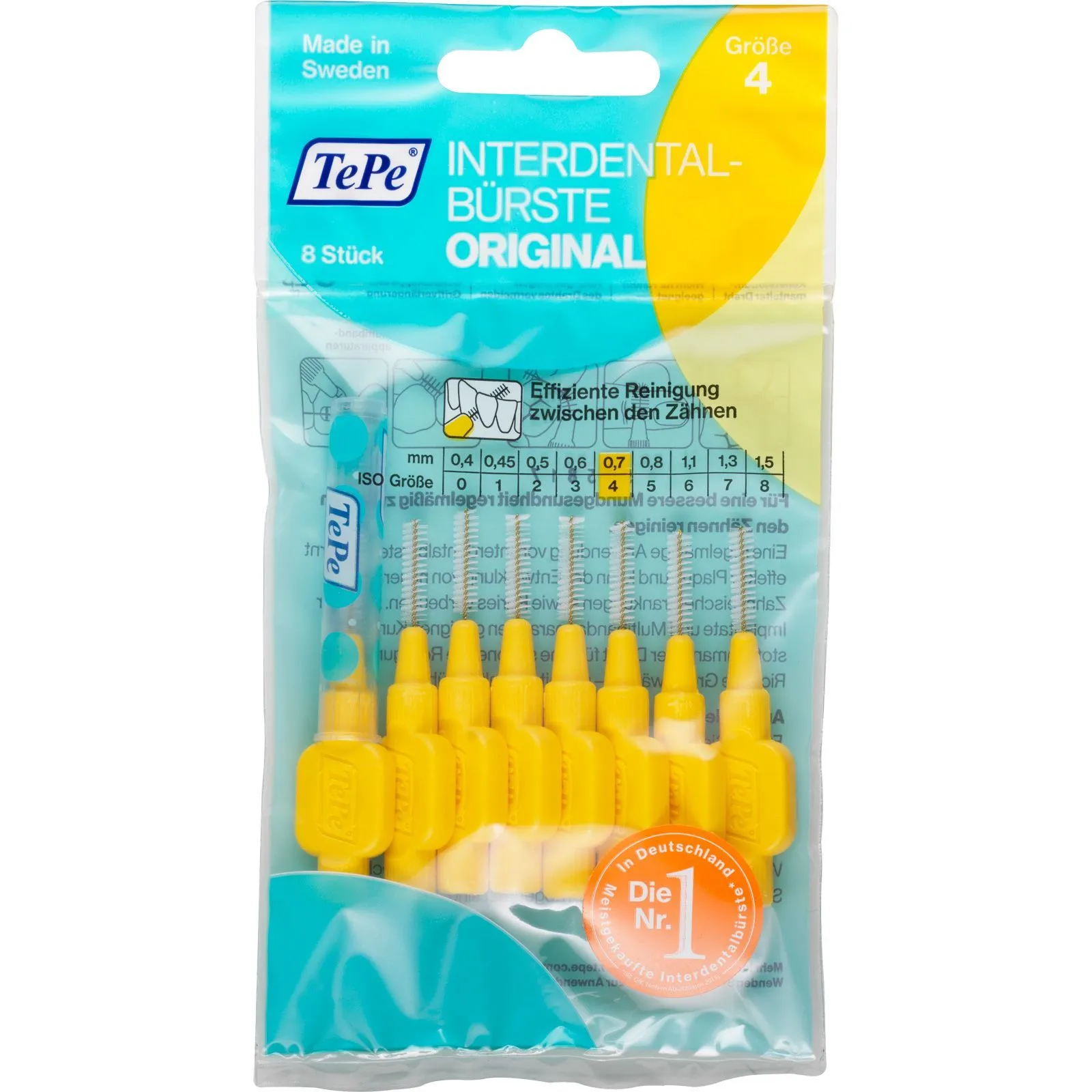 TePe Interdentalbürsten Original gelb 0,7 mm, 8 Stück