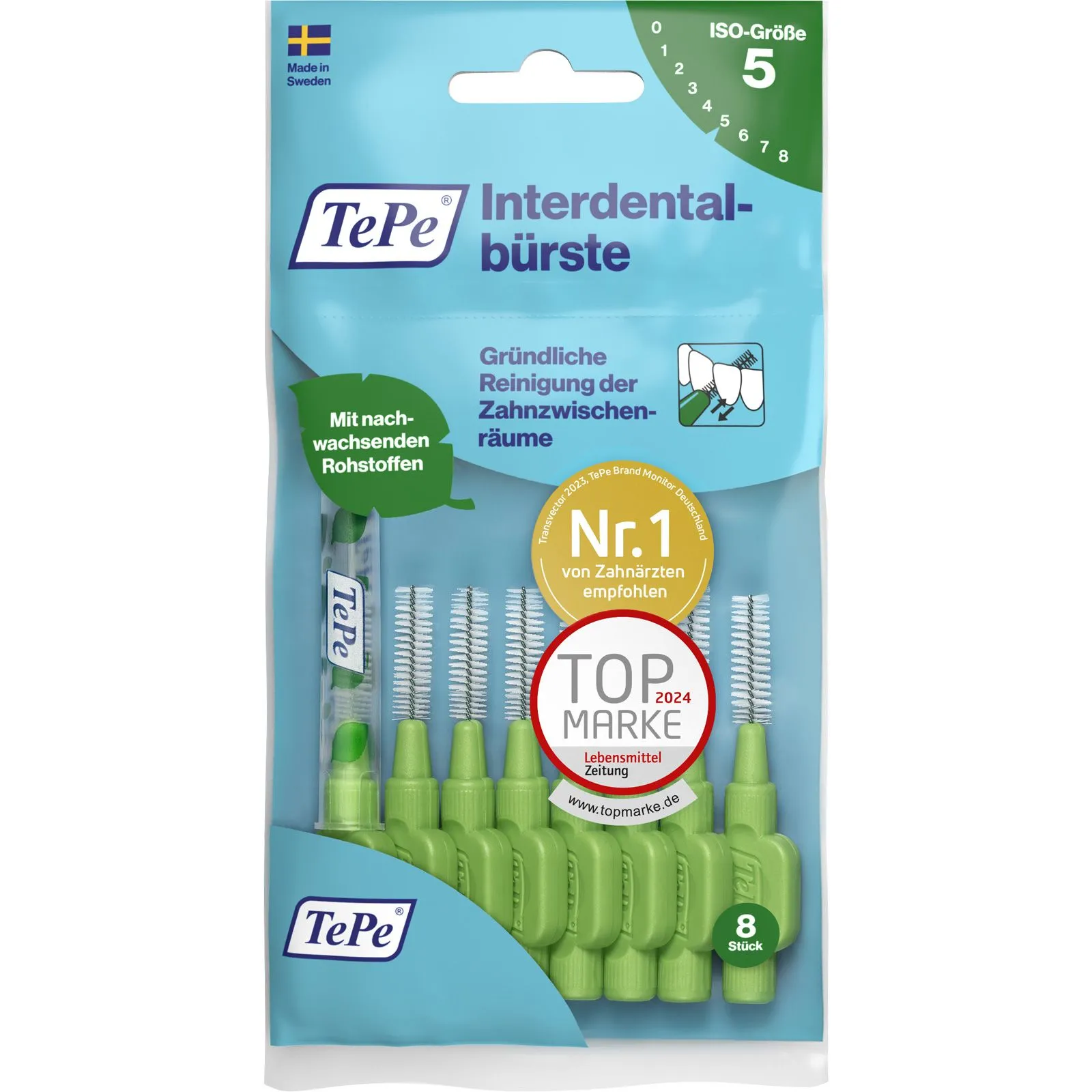 TePe Interdentalbürsten Original grün 0,8 mm, 8 Stück