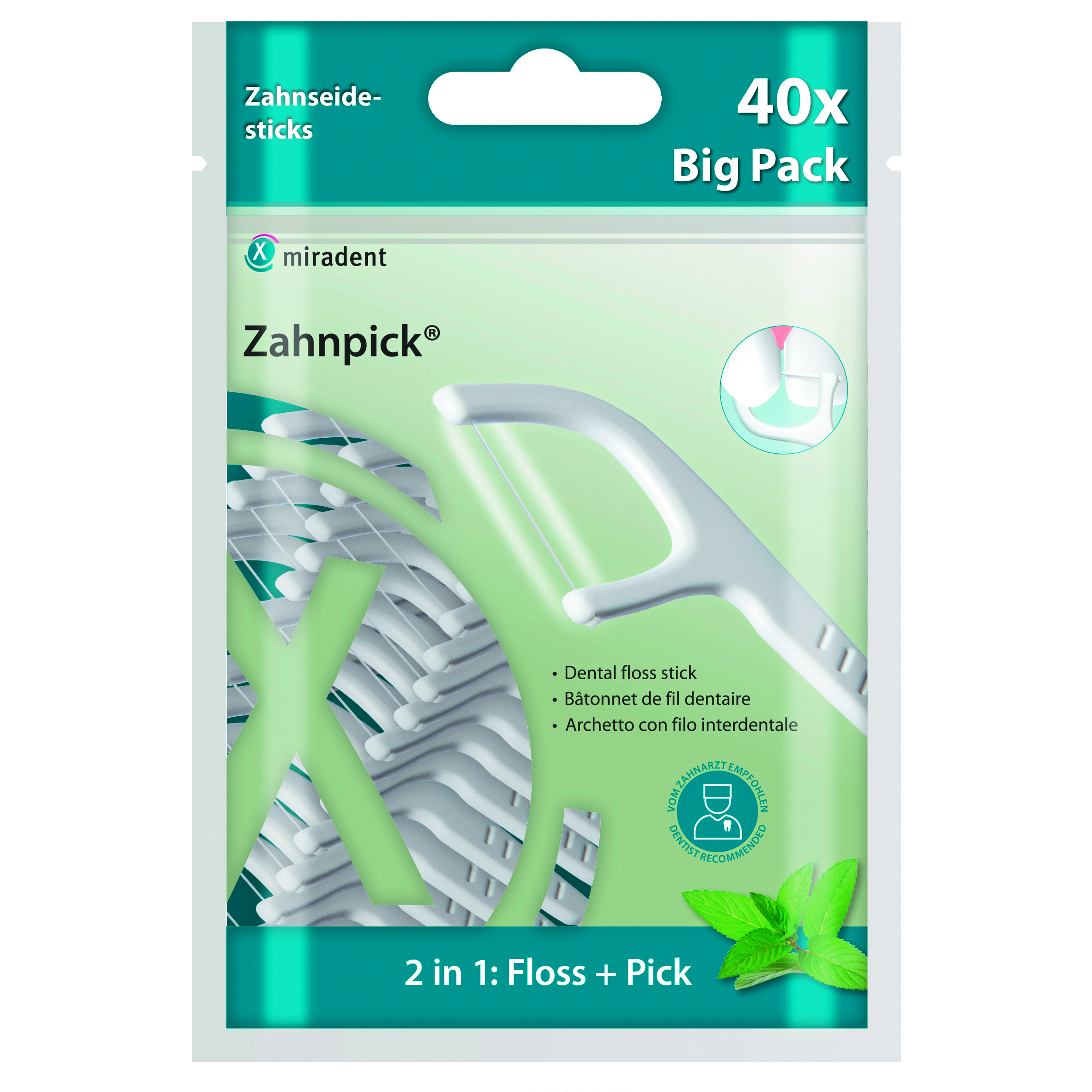 Zahnpick (Big Pack) Zahnseide und Zahnstocher 40 Stück