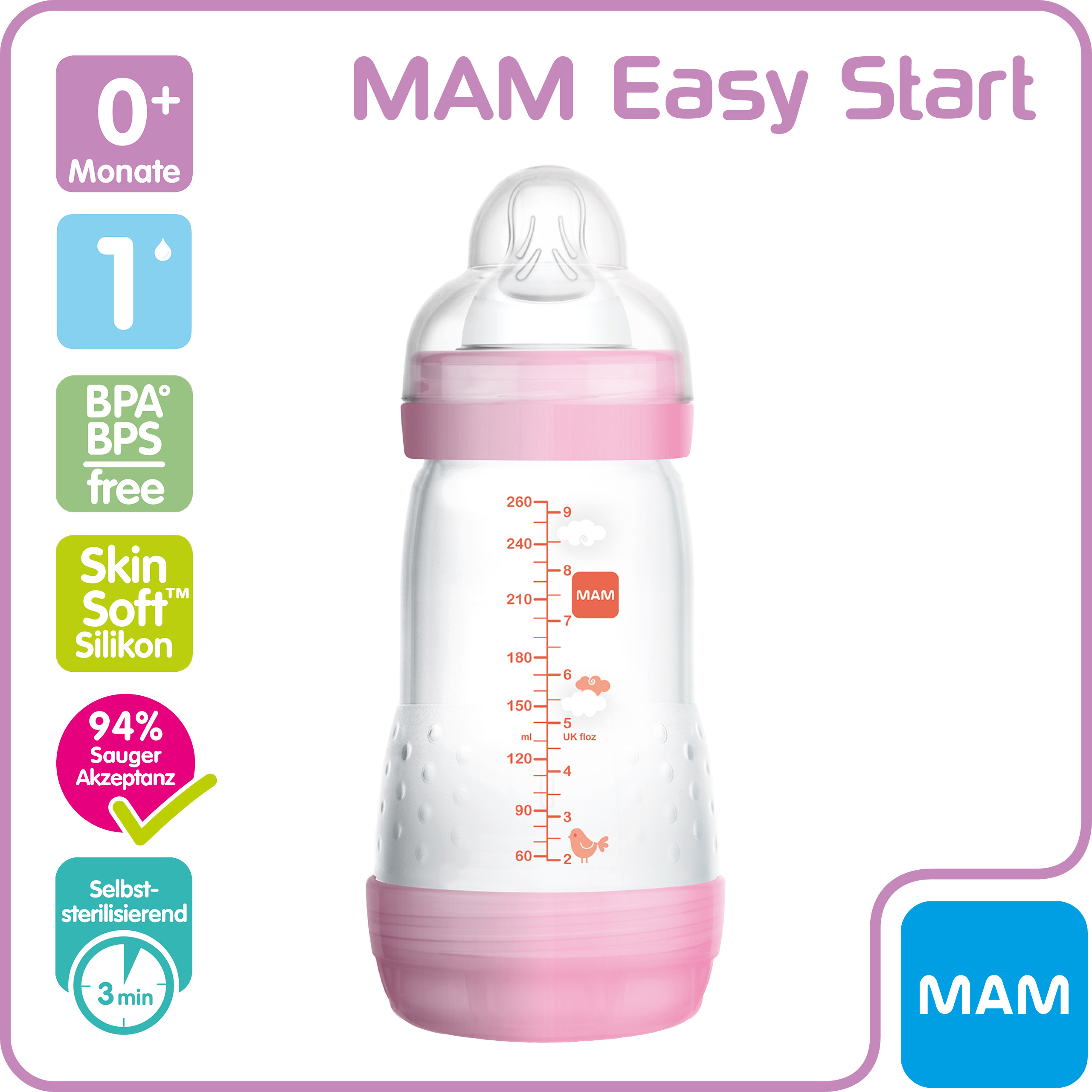 MAM Easy Start Anti-Colic Trinkflasche 260 ml  0+